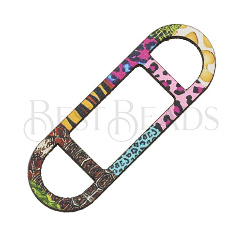 10mm flat LEATHER FRAME - STYLE 1 - ANIMAL COLLAGE - 5 pcs