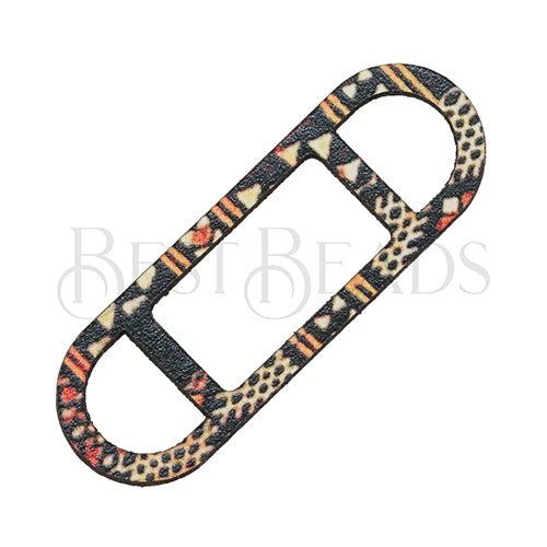 10mm flat LEATHER FRAME - STYLE 1 - TRIBAL - 5 pcs