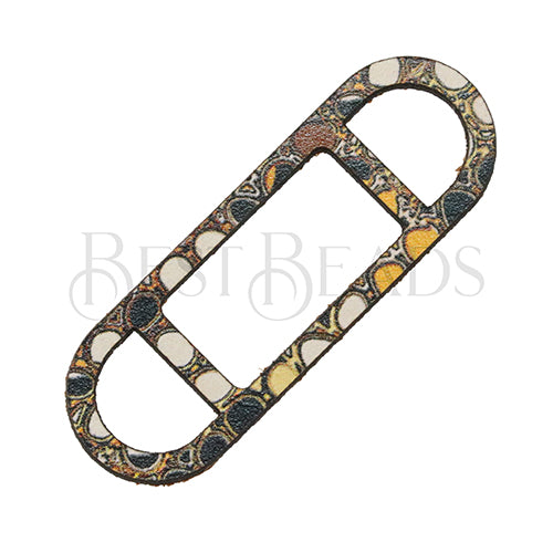 10mm flat LEATHER FRAME - STYLE 1 - PEBBLES - 5 pcs