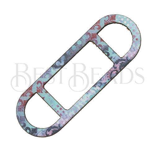 10mm flat LEATHER FRAME - STYLE 1 - FLEUR-DE-LIS - 5 pcs