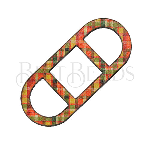 10mm flat LEATHER FRAME - STYLE 2 - YELLOW/ORANGE PLAID - 5 pcs