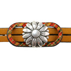 10mm flat LEATHER FRAME - STYLE 2 - YELLOW/ORANGE PLAID - 5 pcs