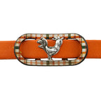 10mm flat LEATHER FRAME - STYLE 2 - WHITE/GREEN PLAID - 5 pcs