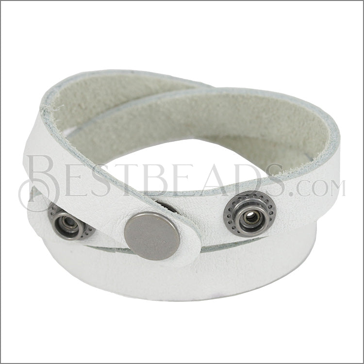 Leather DOUBLE STRAP wrap bracelet WHITE