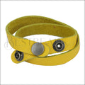 Leather DOUBLE STRAP wrap bracelet YELLOW