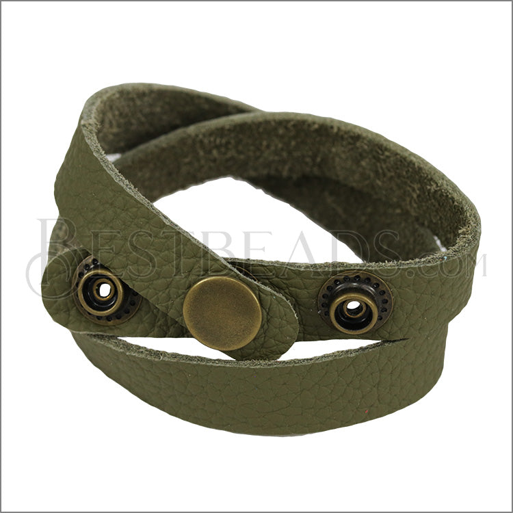 Leather DOUBLE STRAP wrap bracelet CAPER