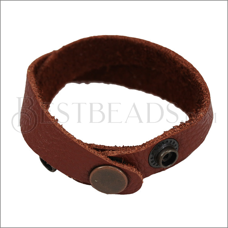 Leather DOUBLE STRAP wrap bracelet DARK RUST