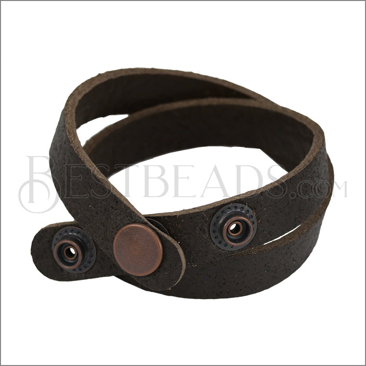 Leather DOUBLE STRAP wrap bracelet DARK CHOCOLATE