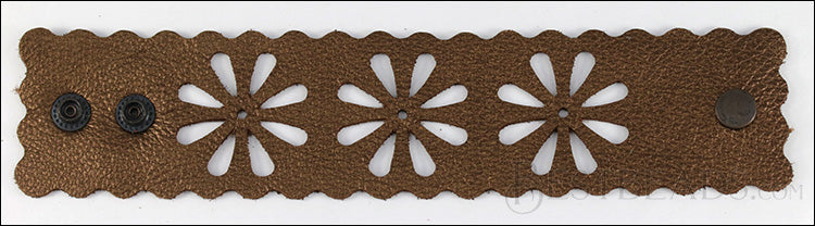 LEATHER FLOWER cuff METALLIC ANTIQUE COPPER
