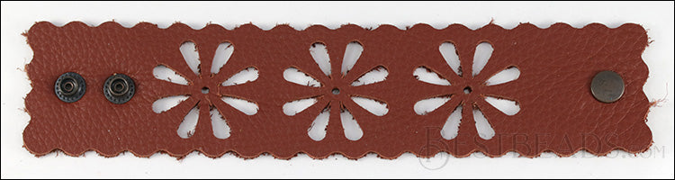 LEATHER FLOWER cuff DARK RUST