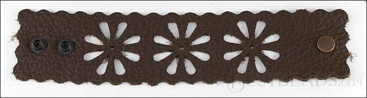 LEATHER FLOWER cuff COCOA