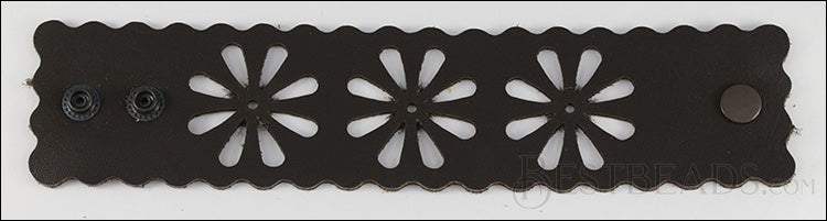 LEATHER FLOWER cuff DARK CHOCOLATE