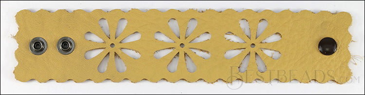 LEATHER FLOWER cuff SADDLE