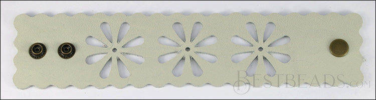LEATHER FLOWER cuff CREAM