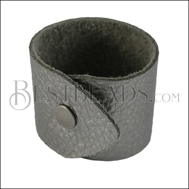 LEATHER cuff METALLIC ANTIQUE SILVER