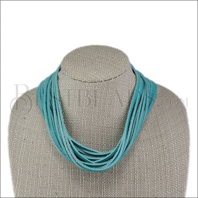 21.5" SHREDDED necklace TEAL - strand