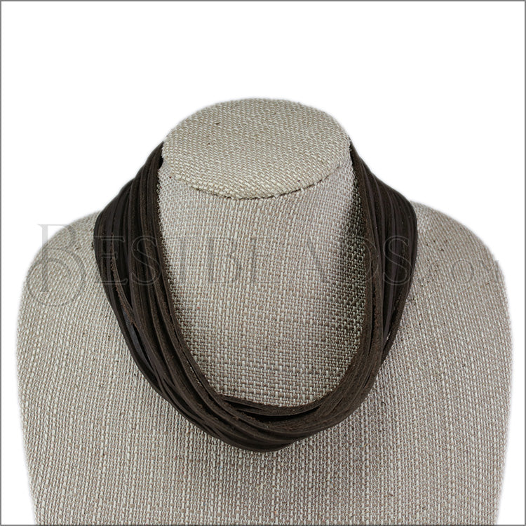 21.5" SHREDDED necklace DARK CHOCOLATE - strand