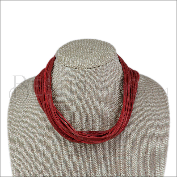 21.5" SHREDDED necklace RED - strand