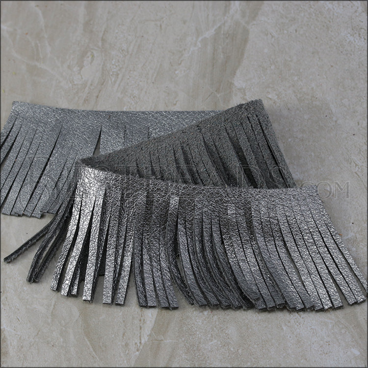 Long Tassel Strip METALLIC ANTIQUE SILVER