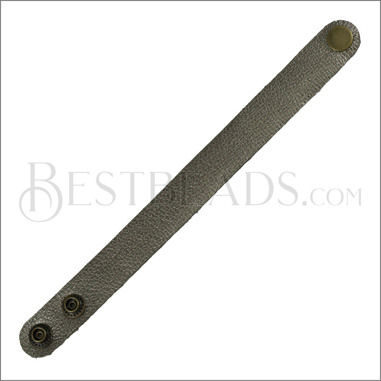 Leather STRAP bracelet METALLIC ANTIQUE BRONZE WITH GREY