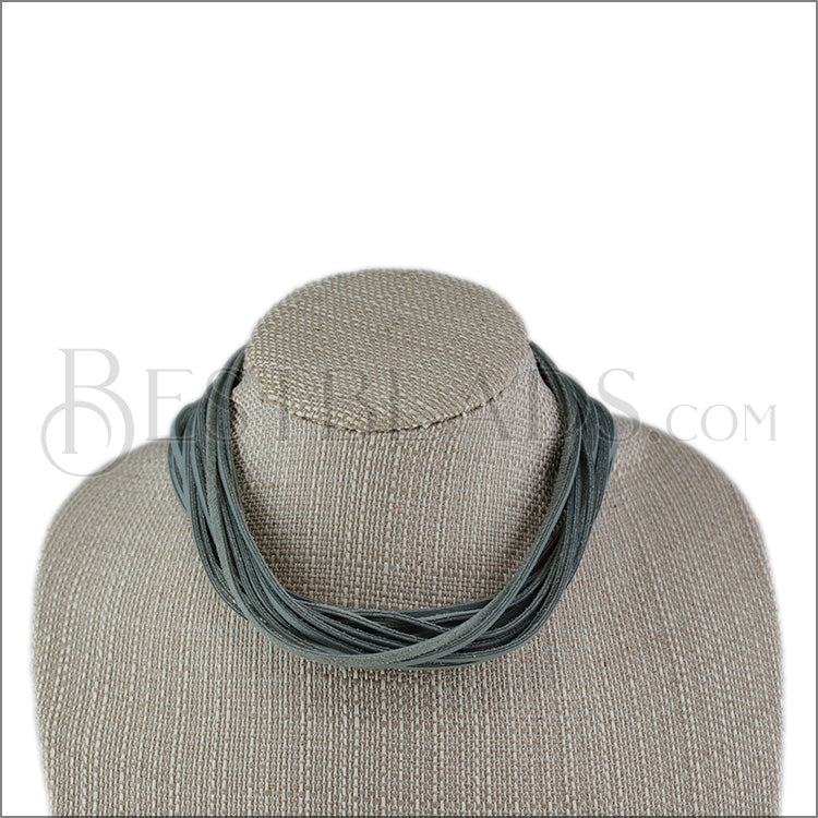 18" SHREDDED necklace GREY - strand