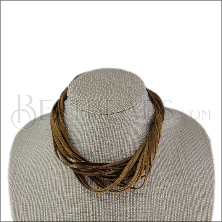 18" SHREDDED necklace METALLIC ANTIQUE COPPER - strand