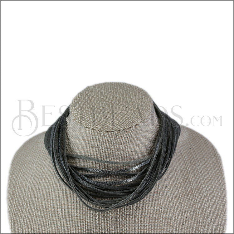 18" SHREDDED necklace METALLIC ANTIQUE SILVER - strand