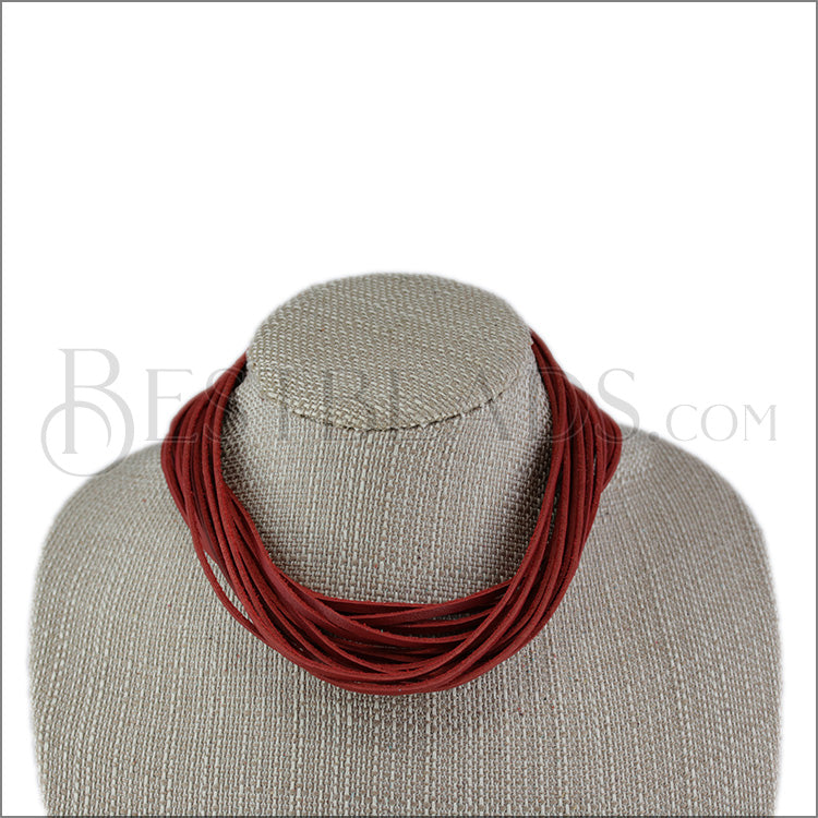18" SHREDDED necklace RED - strand