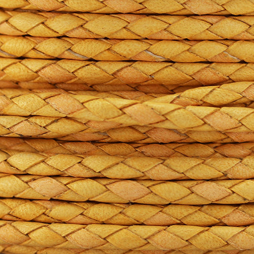 3mm Round Mediterranean BRAIDED Leather CANDY MANGO - METER