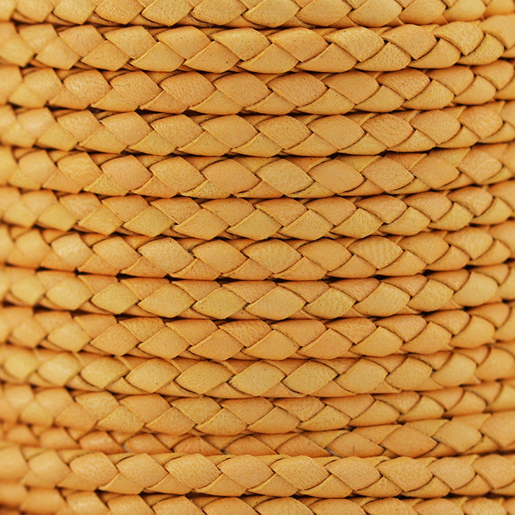 4mm Round Mediterranean BRAIDED Leather CANDY MANGO - METER