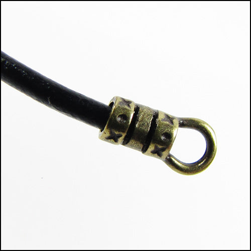 1mm Leather Crimp End with Loop SILVER PLATE - approx. 72 pcs