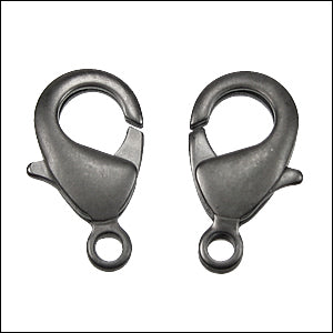 15mm x 9mm Lobster Clasp MATT GUNMETAL - 10 pcs