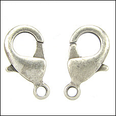 15mm x 9mm Lobster Clasp ANTIQUE SILVER - 10 pcs