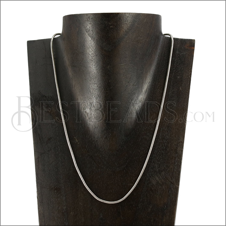 Small Round Snake Chain Necklace ANT SILVER - 18 inch - 10 pcs