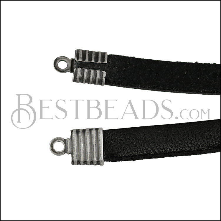 3mm Striped End Clamp SILVER PLATE - 72 pcs