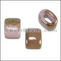 Regaliz® 15mm OVAL ceramic bead PINK:BROWN - 10 pcs