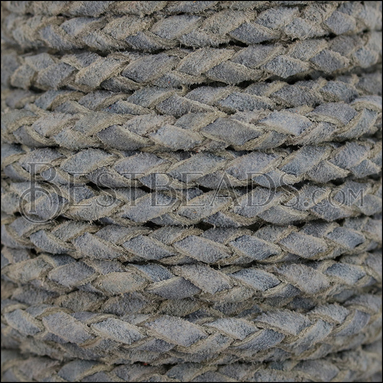 5mm Round Suede Indian Braided Leather CADET BLUE - 10m SPOOL