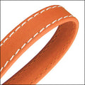 10mm flat WRAPPED STITCHED leather ORANGE - meter