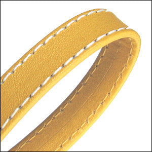 10mm flat WRAPPED STITCHED leather YELLOW - meter