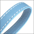 10mm flat WRAPPED STITCHED leather LIGHT BLUE - meter
