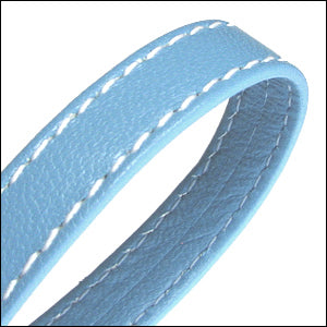 10mm flat WRAPPED STITCHED leather LIGHT BLUE - meter