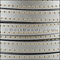 10mm flat STITCHED leather METALLIC ANT. SILVER - meter