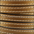 10mm flat STITCHED leather METALLIC BROWN - meter