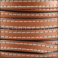 10mm flat STITCHED leather METALLIC ANT. COPPER - meter