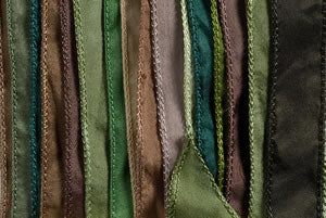 SILKY Ribbon Mix - Bundle of 25 Mixed Strands Color: EARTH GREEN