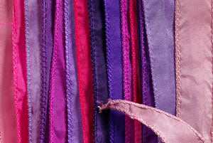 SILKY Ribbon Mix - Bundle of 25 Mixed Strands Color: PINK PURPLE
