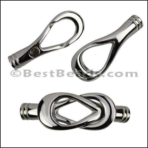 5mm round STAINLESS STEEL mag clasp STYLE 8 - SILVER - 5 clasps