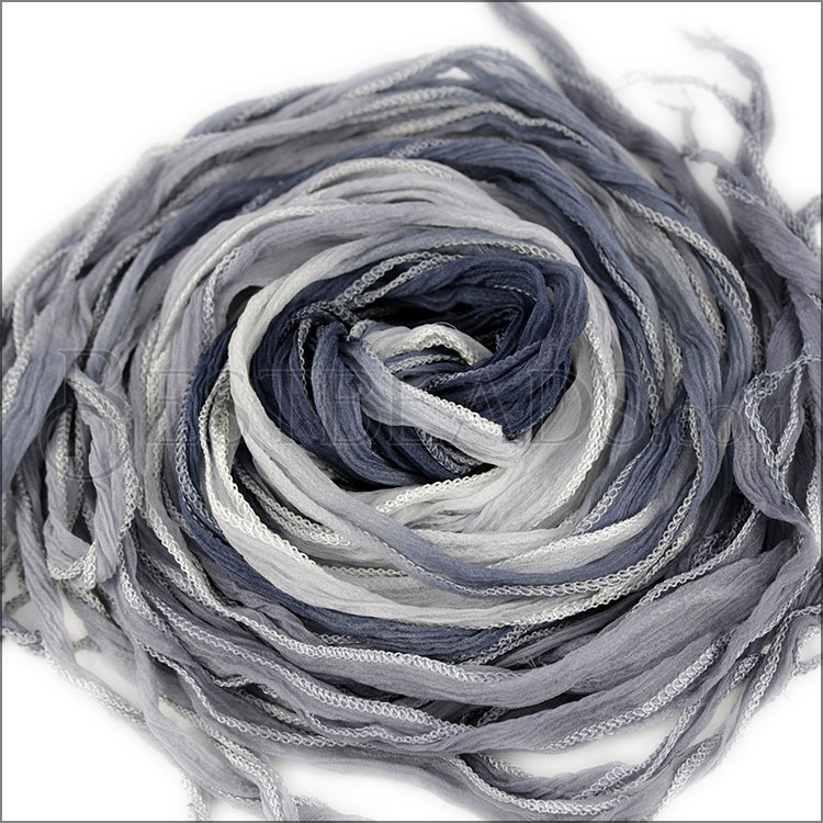 Hand-Dyed FAIRY RIBBON - AMETHYST GREY - bundle of 10