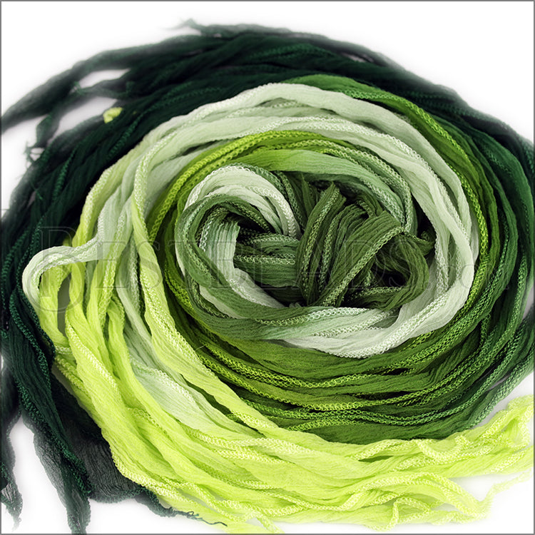 Hand-Dyed FAIRY RIBBON - FRESH LEAVES - bundle of 10