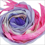 Hand-Dyed SILK RIBBON - PURPLE AND PINK - bundle of 10